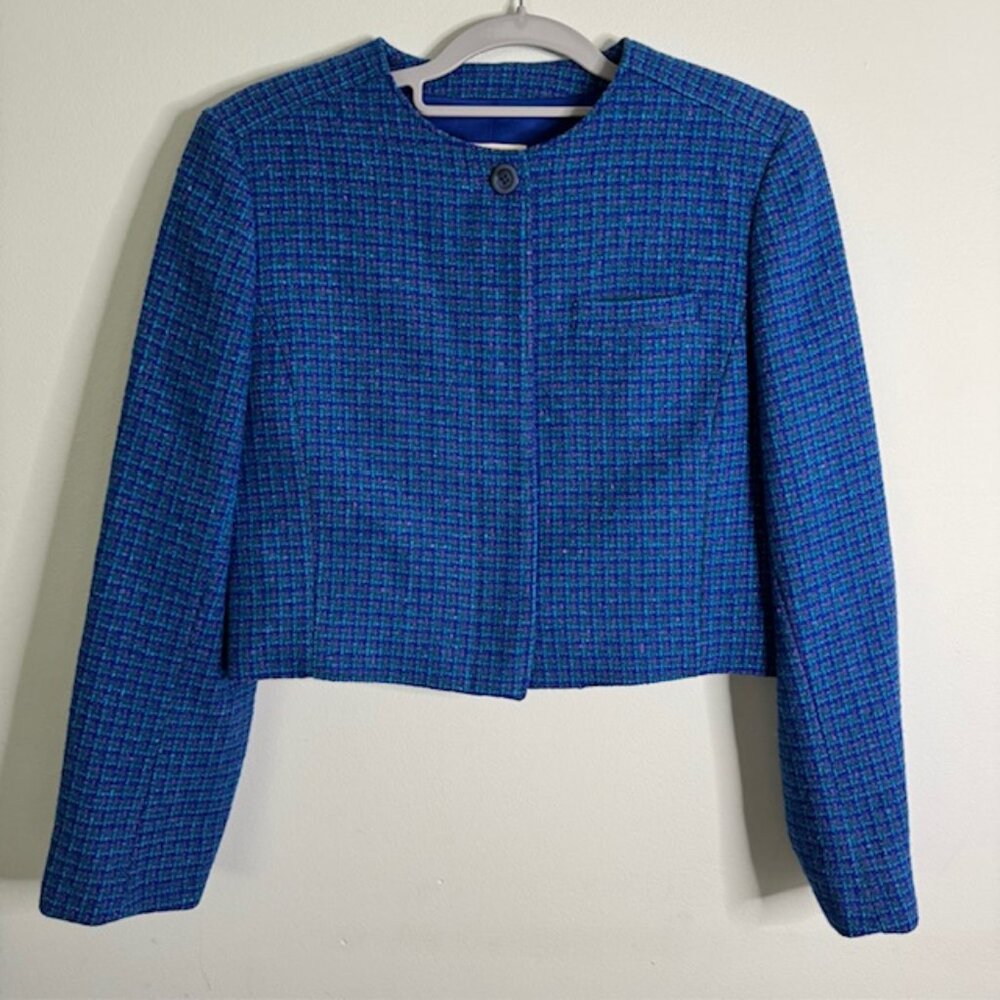 Vintage Pendleton Women's Virgin Wool Blazer Blue & Pink Size 10